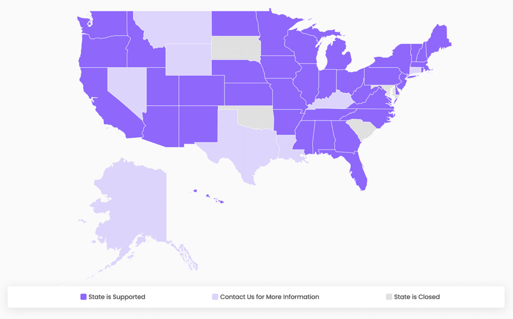 Map showing EVV coverage